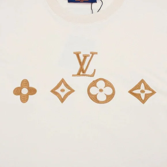 Louis Vuitton White Tee with Brown Label